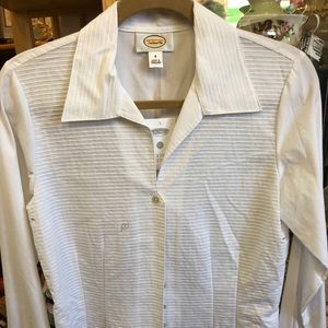 Talbots tailored long sleeve white blouse- size 8